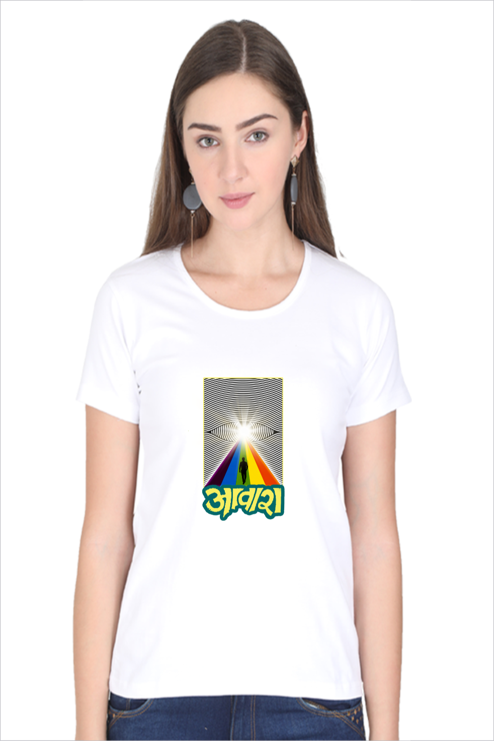 Women's Aawara White Half Sleeve T-Shirt