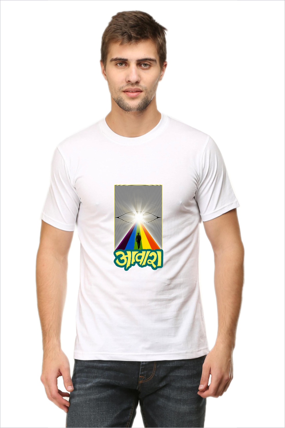 Men's Aawara White Half Sleeve T-shirt