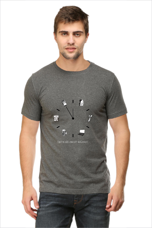 Men's All About Balance Charcoal-Grey Half Sleeve T-Shirt