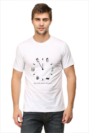 Men's All About Balance White Half Sleeve T-Shirt