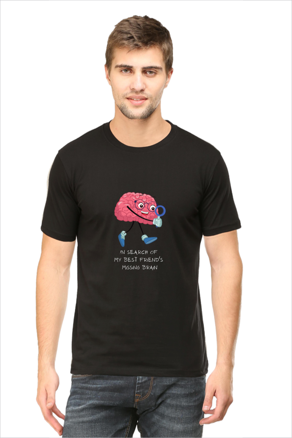 Men's Bestee's Brain Black Half Sleeve T-shirt