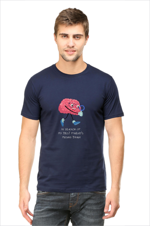 Men's Bestee's Brain Navy Blue Half Sleeve T-shirt