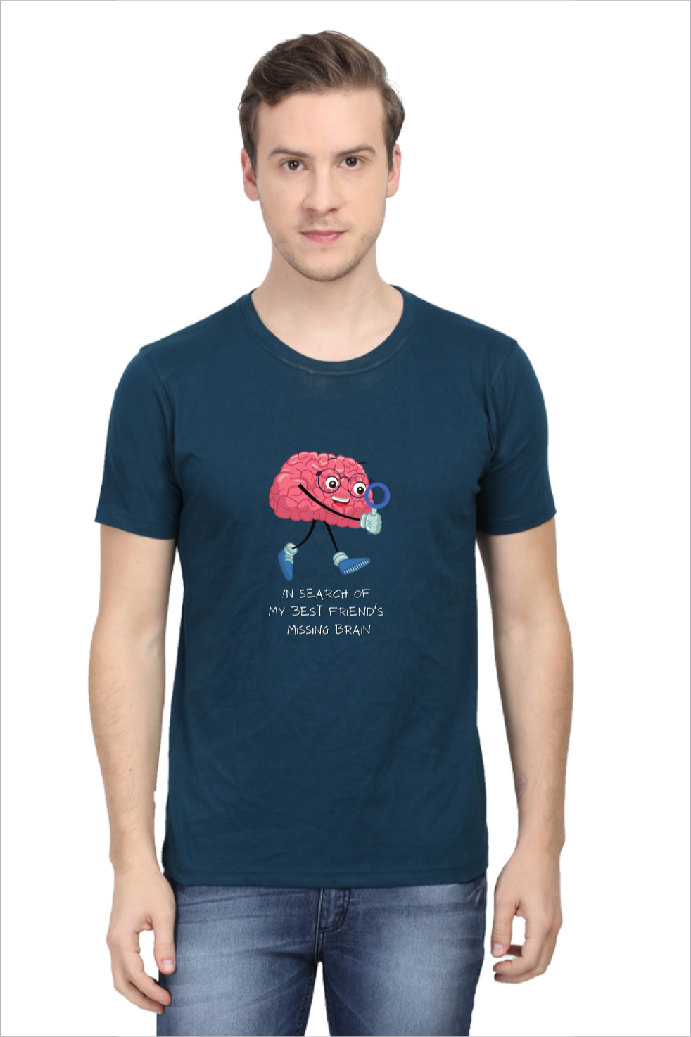 Men's Bestee's Brain Petrol Blue Half Sleeve T-shirt