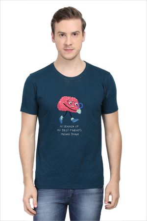 Men's Bestee's Brain Petrol Blue Half Sleeve T-shirt