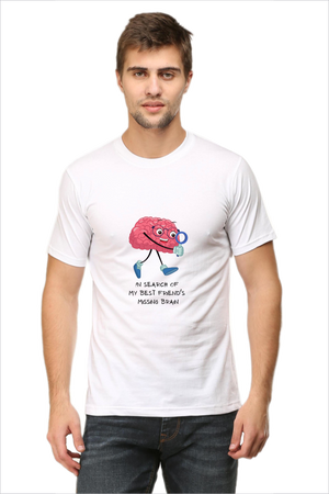 Men's Bestee's Brain White Half Sleeve T-shirt