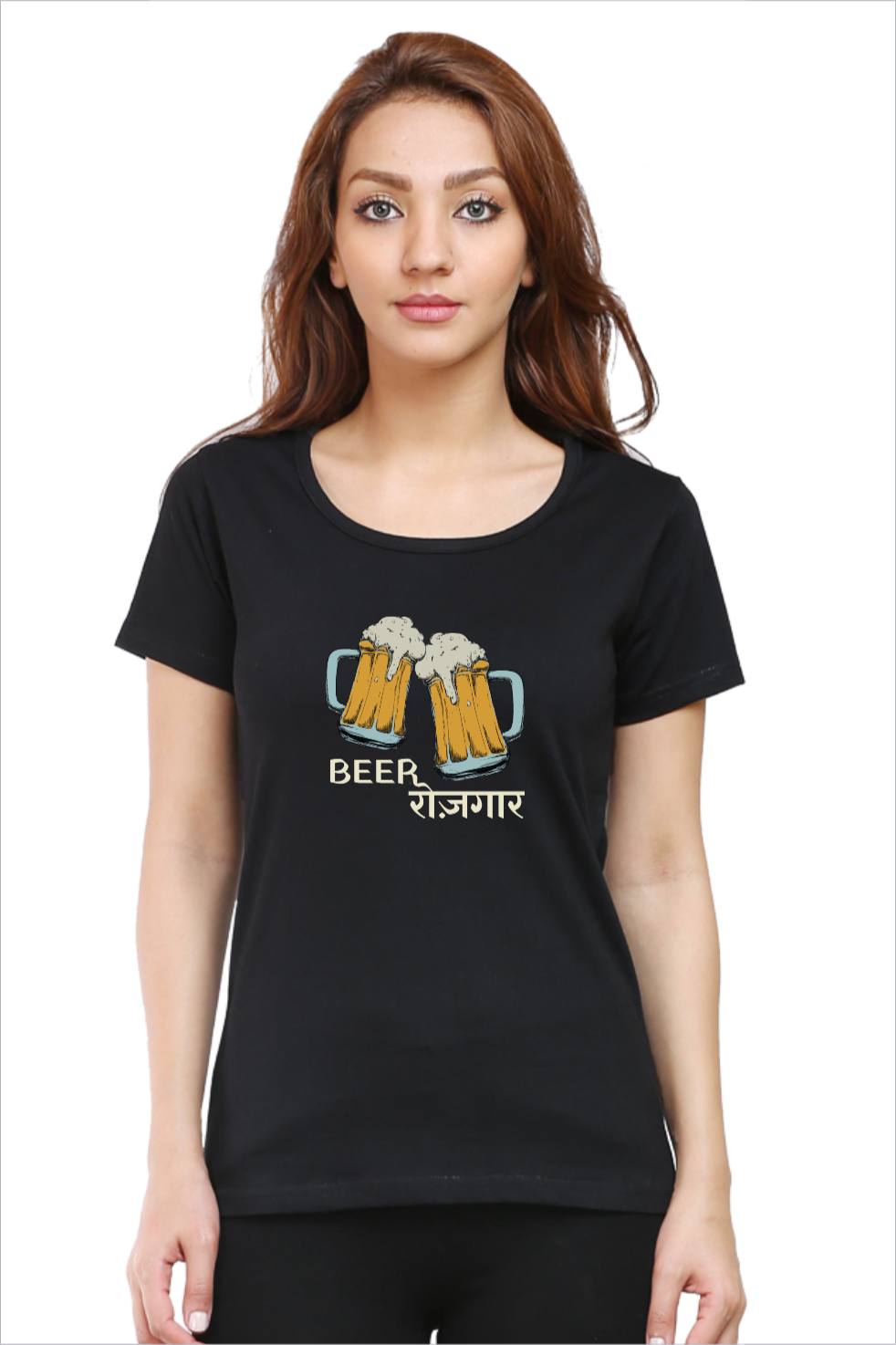Women's BeeRozgaar Black Half Sleeve T-Shirt