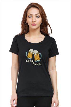 Women's BeeRozgaar Black Half Sleeve T-Shirt