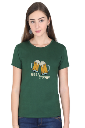 Women's BeeRozgaar Bottle Green Half Sleeve T-Shirt
