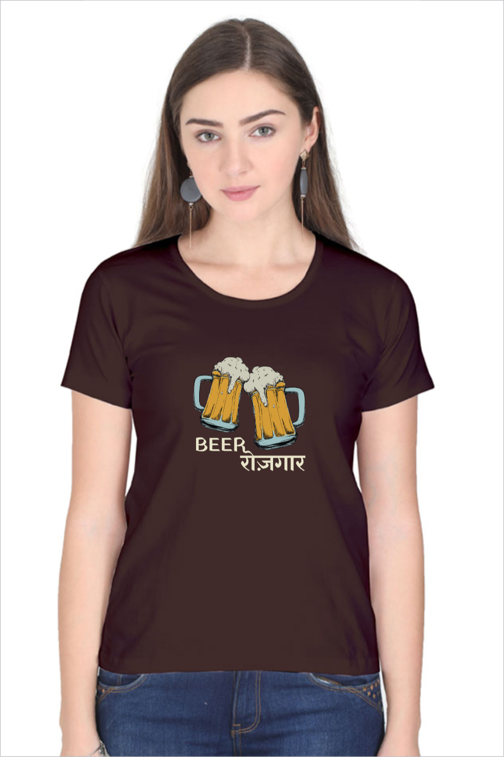 Women's BeeRozgaar Coffee Brown Half Sleeve T-Shirt