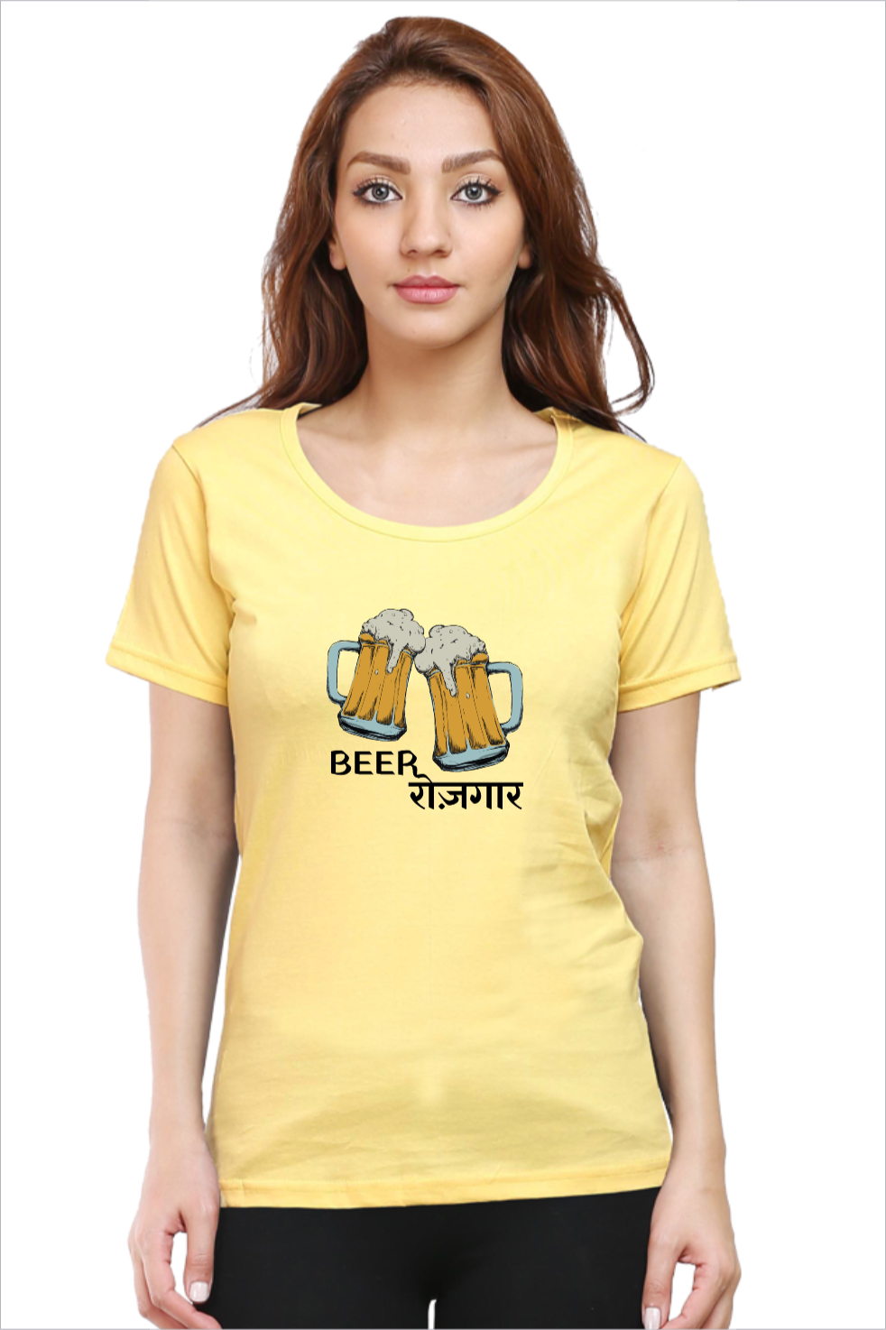 Women's BeeRozgaar Yellow Half Sleeve T-Shirt