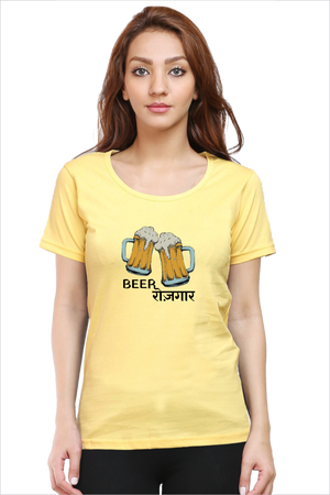 Women's BeeRozgaar Yellow Half Sleeve T-Shirt