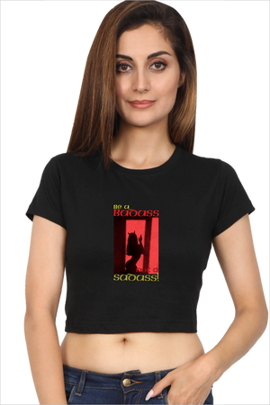 women's Badass 2.0 Black Crop Top