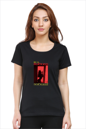Women's Badass 2.0 Black Half Sleeve T-Shirt