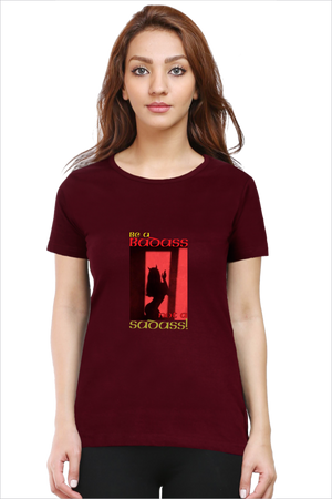 Women's Badass 2.0 Maroon Half Sleeve T-Shirt