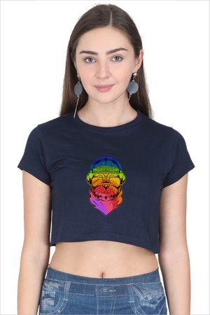 Women's Bonkers Navy-Blue Crop Top