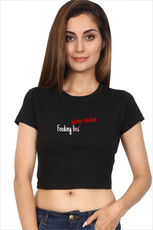 Women's Butter Chicken over Lies Black Crop Top