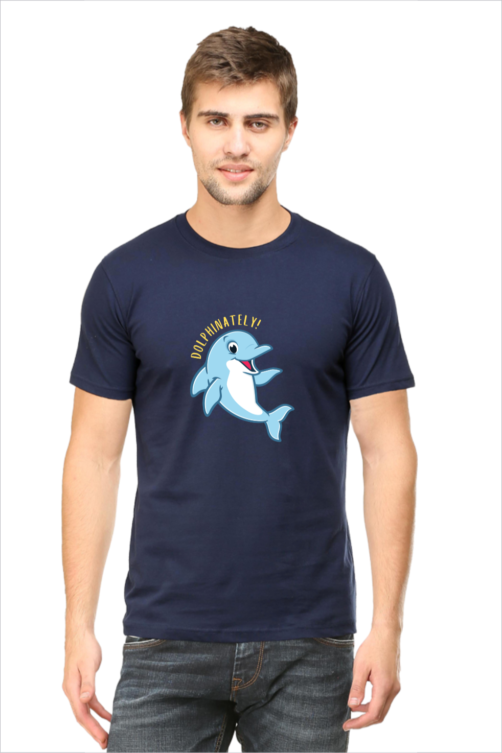 Men's Dolphinately Navy-Blue Half Sleeve T-Shirt