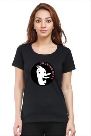 Women's Ducking Dass Black Half Sleeve T-shirt