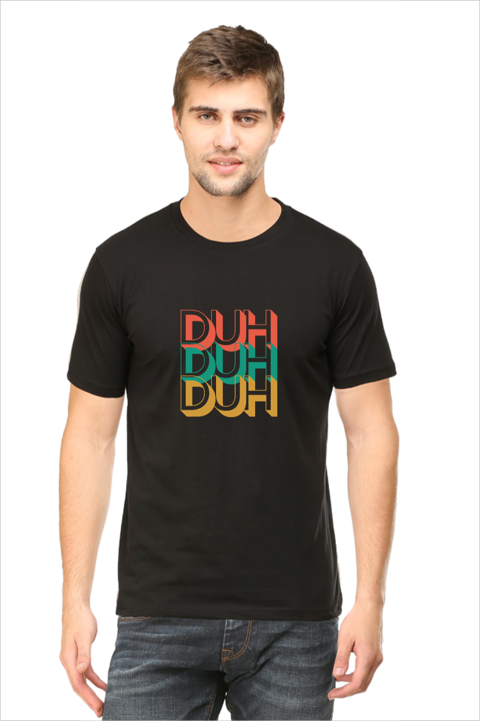 Men's Duh Black Half Sleeve T-Shirt
