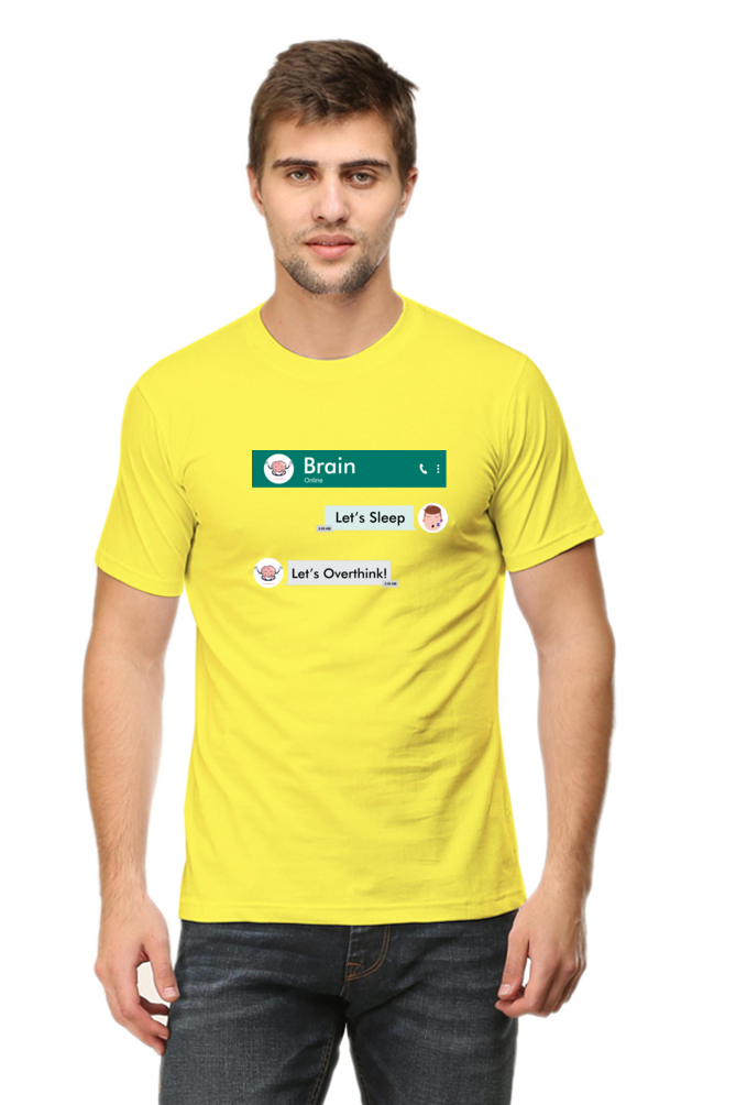 Men's Overthinking Brain N-Yellow Half Sleeve T-Shirt