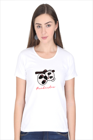 Women's Pandastic White Half Sleeve T-Shirt