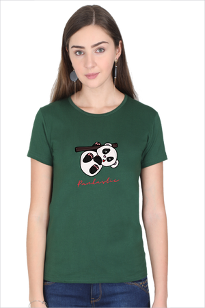 Women's Pandastic Bottle-Green Half Sleeve T-Shirt