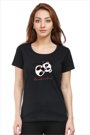 Women's Pandastic Black Half Sleeve T-Shirt