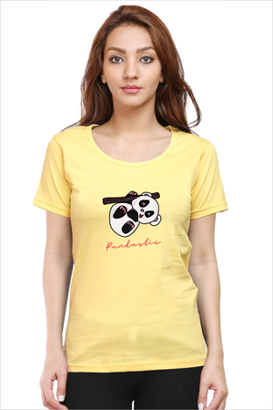 Women's Pandastic Yellow Half Sleeve T-Shirt