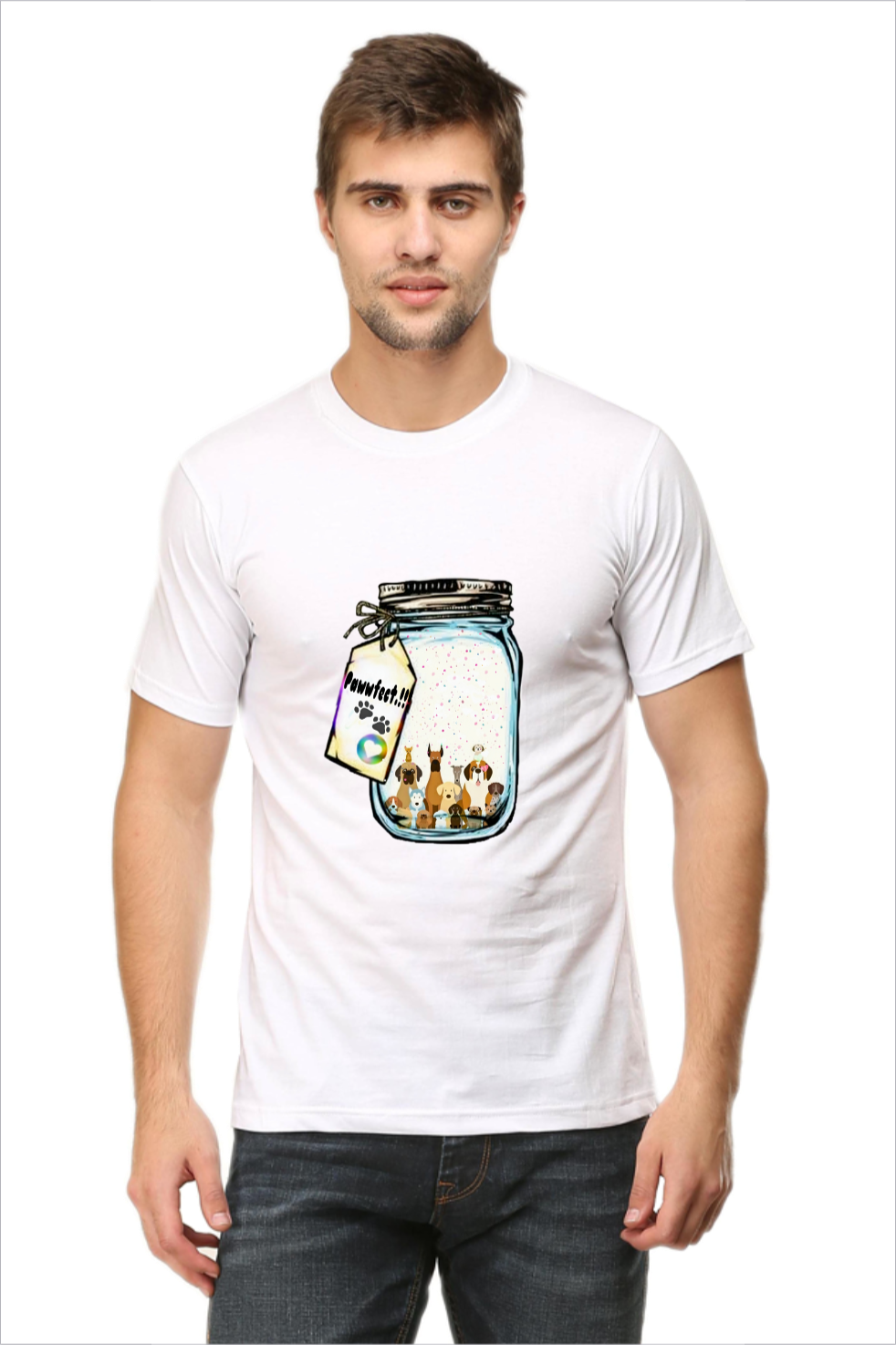 Men's Pawfect White Half Sleeve T-Shirt