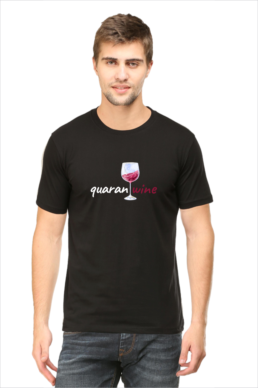 Men's Quarantwine Black Half Sleeve T-shirt