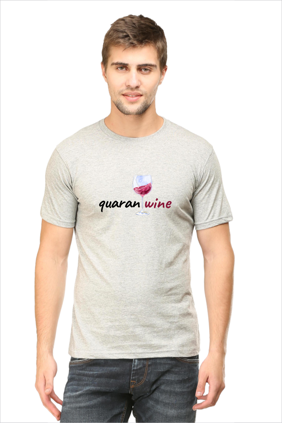 Men's Quarantwine Grey Melange Half Sleeve T-shirt