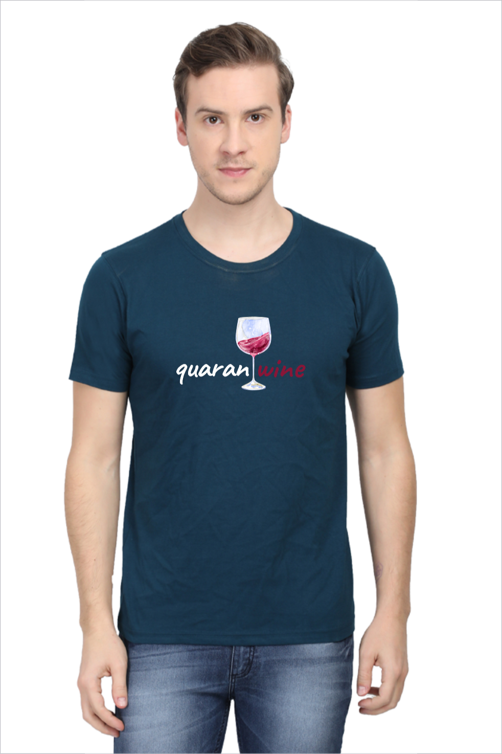 Men's Quarantwine Petrol Blue Half Sleeve T-shirt