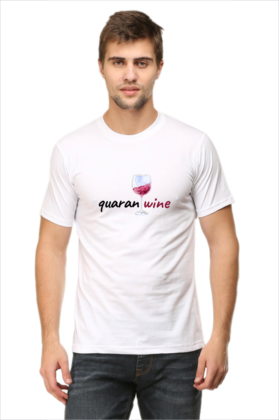 Men's Quarantwine White Half Sleeve T-shirt