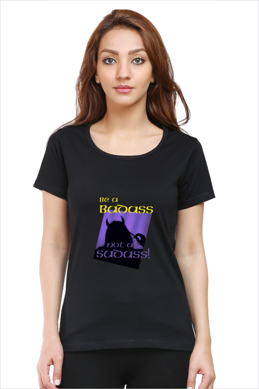 Women's Badass Black Half Sleeve T-Shirt