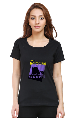 Women's Badass Black Half Sleeve T-Shirt