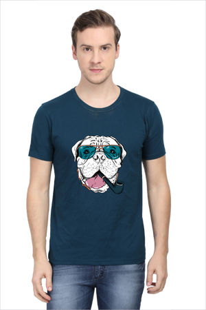 Men's Dope Dog Petrol-Blue Half Sleeve T-Shirt