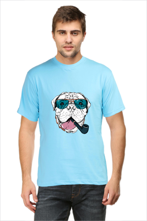 Men's Dope Dog Sky-Blue Half Sleeve T-Shirt