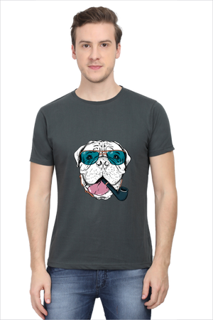 Men's Dope Dog Steel-Grey Half Sleeve T-Shirt