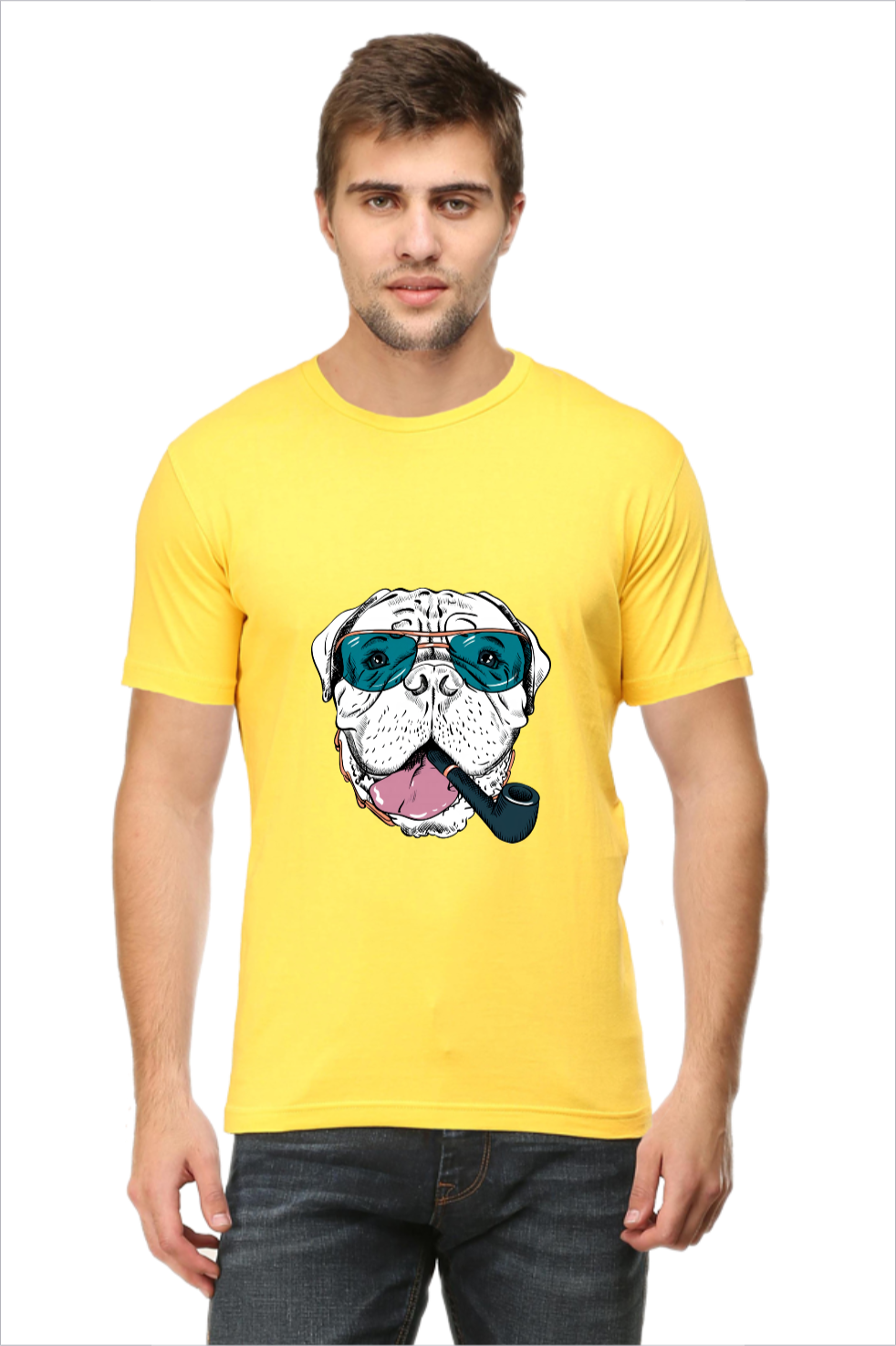 Men's Dope Dog Yellow Half Sleeve T-Shirt