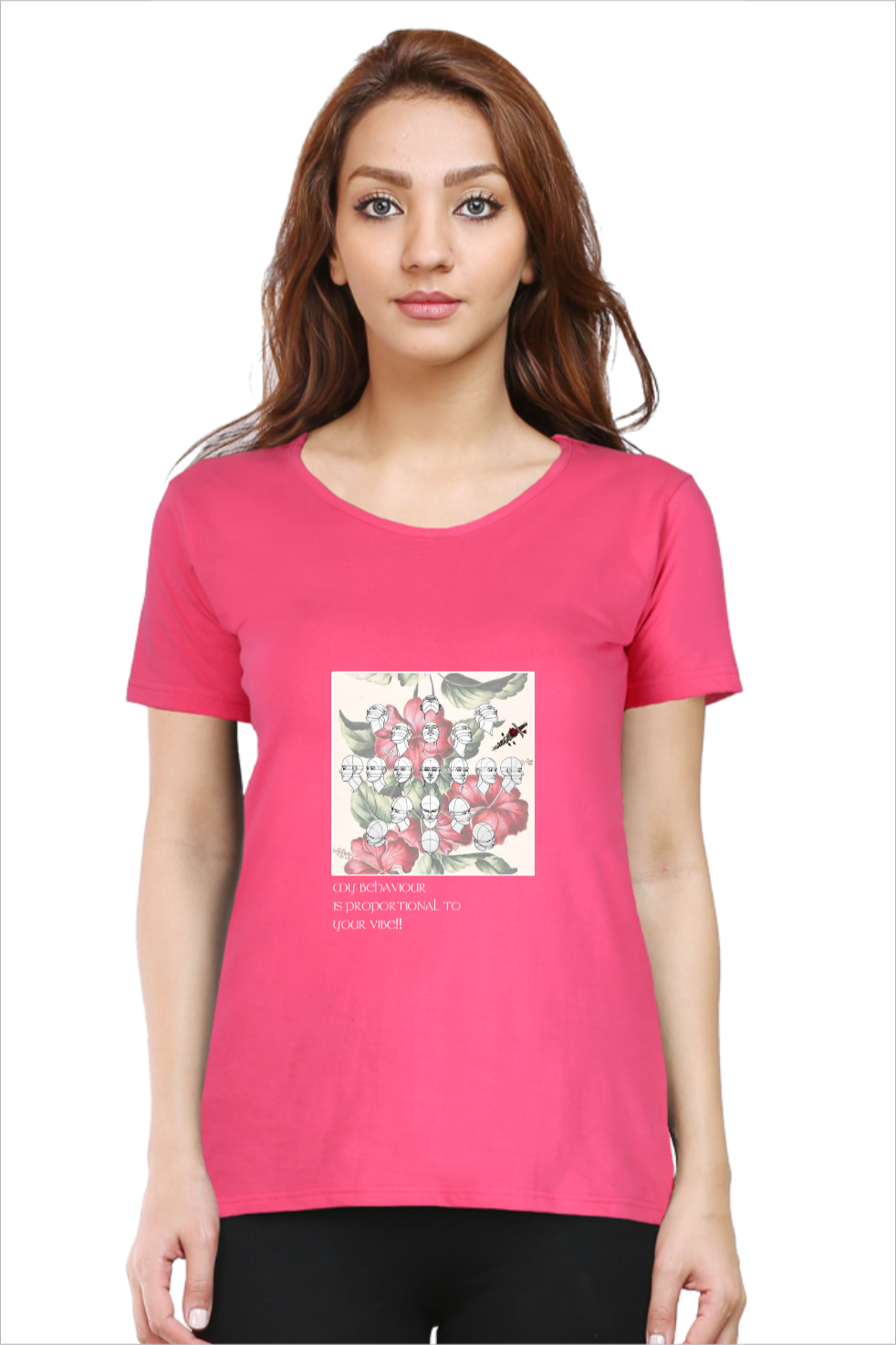 Women's Vibe Pink Half Sleeve T-Shirt