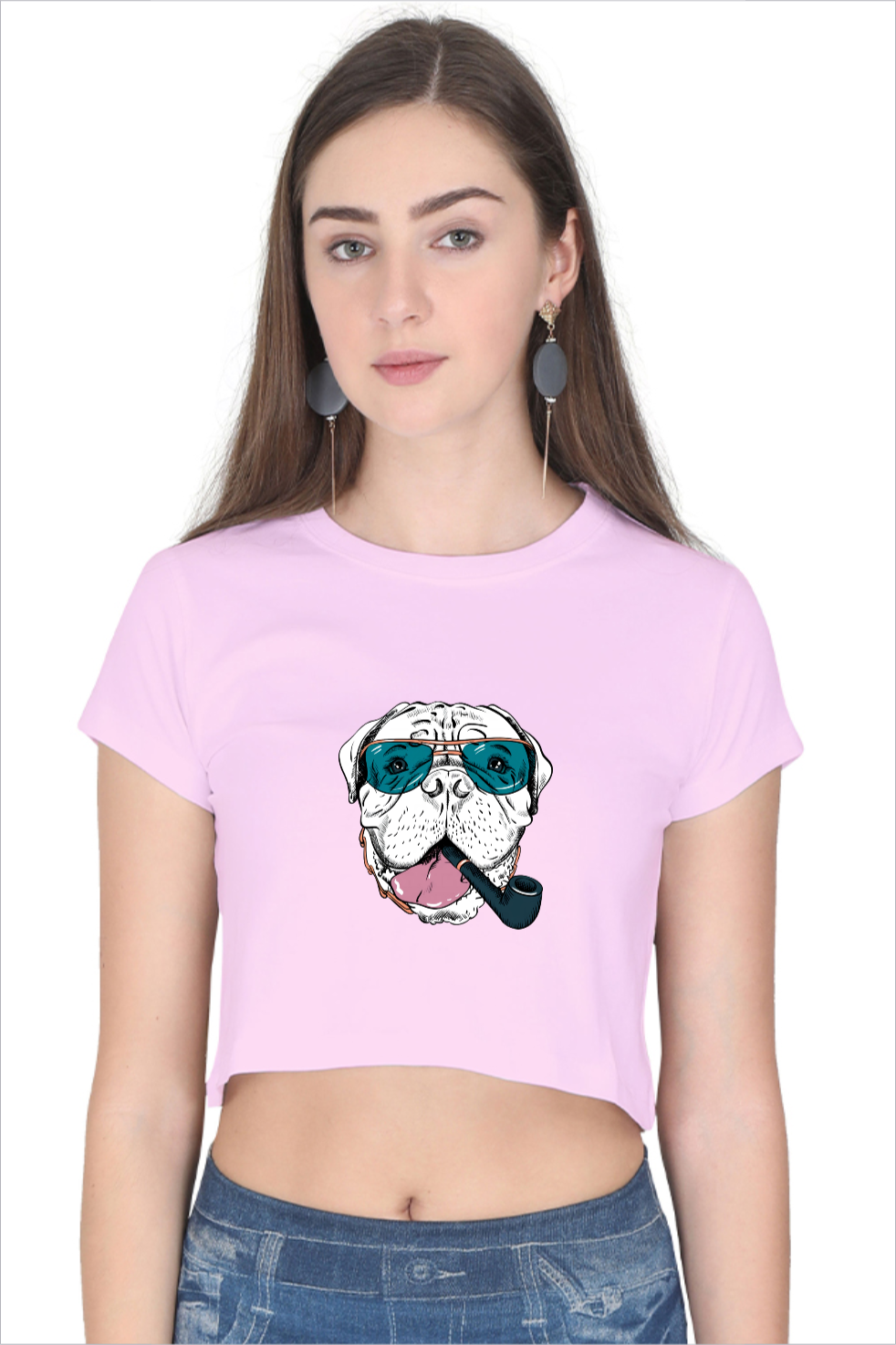 Women's Dope Dog Baby-Pink Crop Top